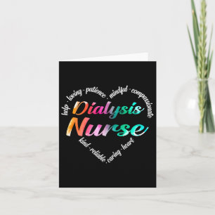Dialysis Nurse Heart Word Cloud Watercolor Rainbow Card