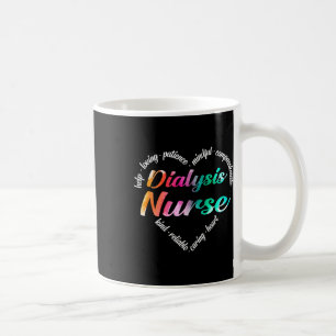 Dialysis Nurse Heart Word Cloud Watercolor Rainbow Coffee Mug
