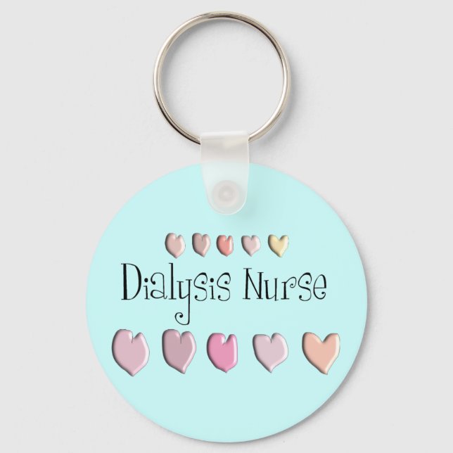 Dialysis Nurse Hearts Design Gifts Key Ring (Front)