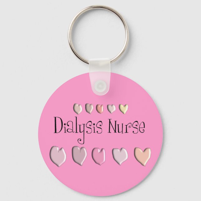 Dialysis Nurse Hearts Design Gifts Key Ring (Front)