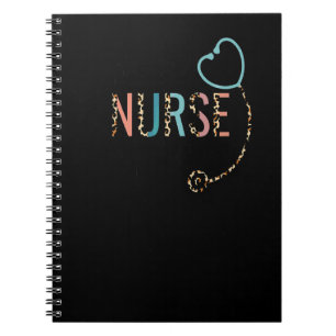 Dialysis Nurse Squad Leopard Stethoscope Heart Notebook