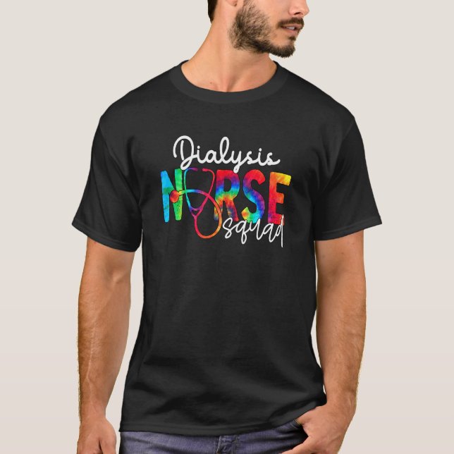 Dialysis Nurse Squad Watercol Love Stethoscope Rn  T-Shirt (Front)