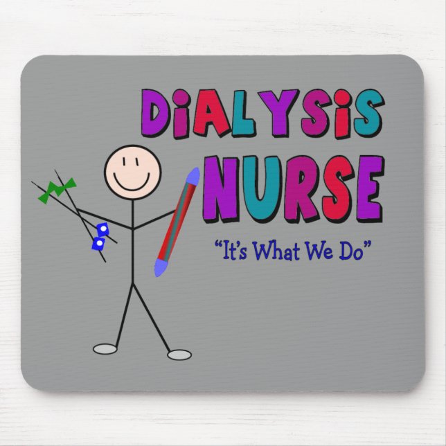 Dialysis Nurse Stick Person Design Mouse Mat (Front)