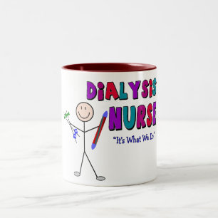 Dialysis Nurse Stick Person Design Two-Tone Coffee Mug