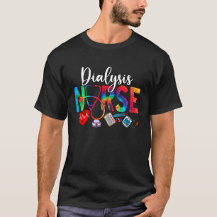 Dialysis Nurse Tie Dye Love Heart Stethoscope RN N T-Shirt