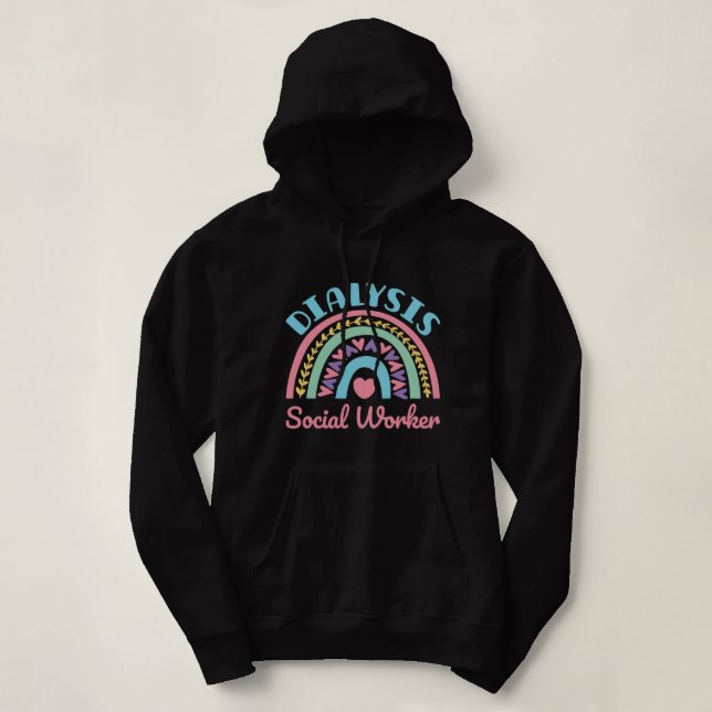 Dialysis Social Worker Renal LCSW Rainbow Women Hoodie (Design Front)