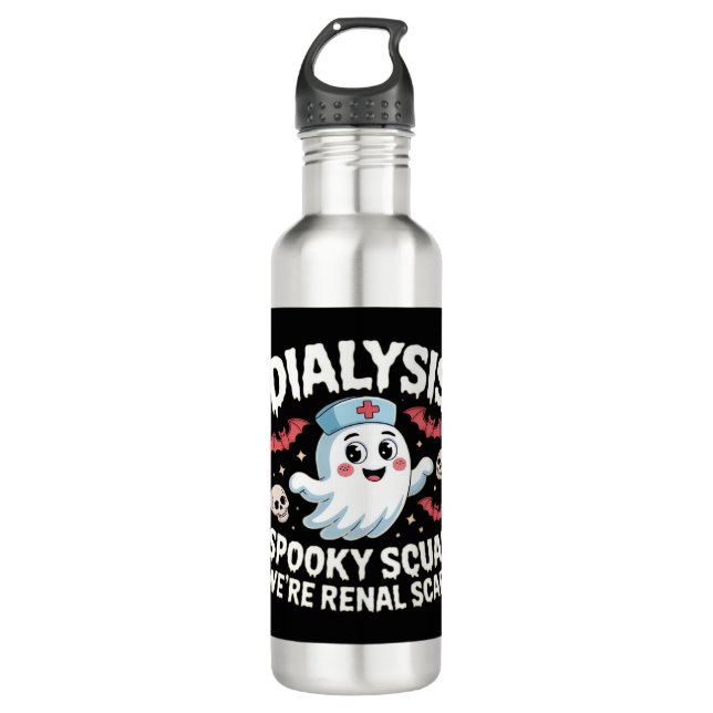Dialysis Spooky Squad Renal Halloween Nephrology N 710 Ml Water Bottle (Front)