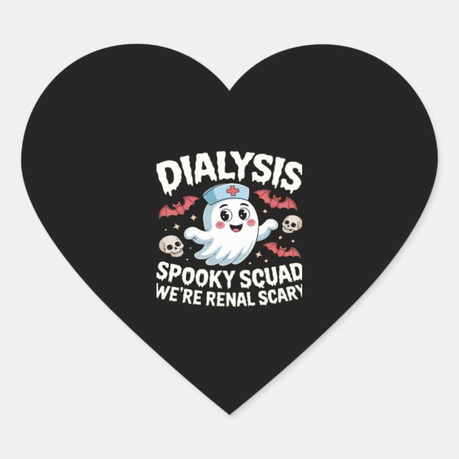 Dialysis Spooky Squad Renal Halloween Nephrology N Heart Sticker (Front)