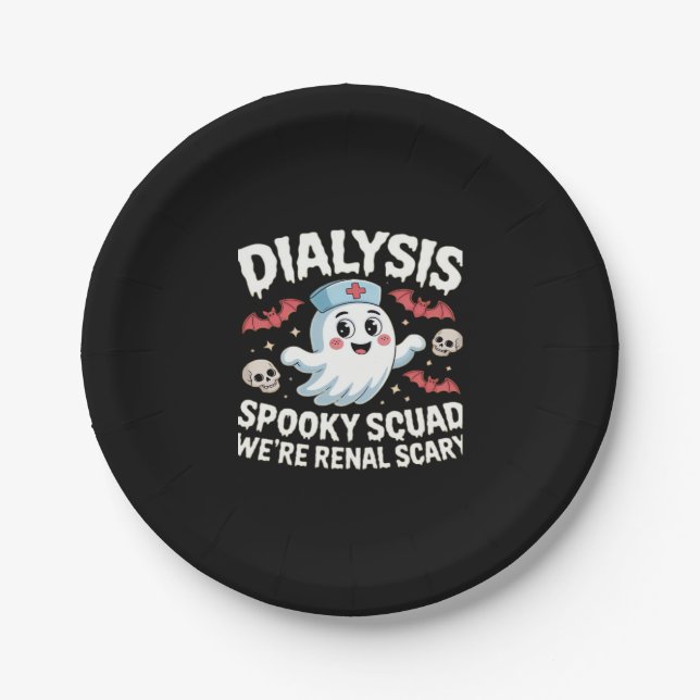 Dialysis Spooky Squad Renal Halloween Nephrology N Paper Plate (Front)