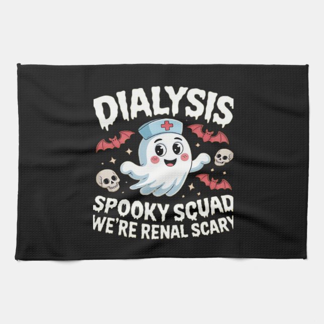 Dialysis Spooky Squad Renal Halloween Nephrology N Tea Towel (Horizontal)