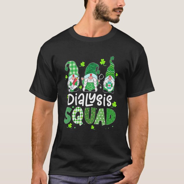 Dialysis Squad Gnomies St Patricks Day Nurse Steth T-Shirt (Front)