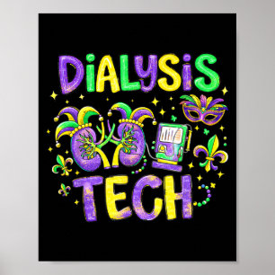 Dialysis Tech Mardi Gras Nurse Illustration Poster