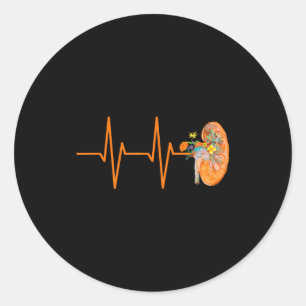 Dialysis Tech Nephrology Nurse Kidney Heartbeat Pu Classic Round Sticker