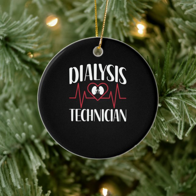 Dialysis Technician - EKG Pulse Heartbeat Ceramic Tree Decoration (Tree)