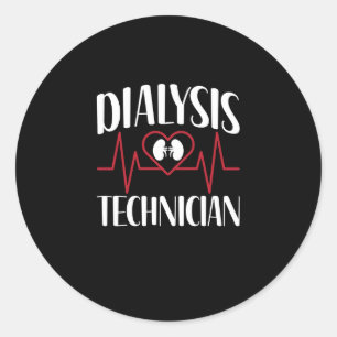 Dialysis Technician - EKG Pulse Heartbeat Classic Round Sticker