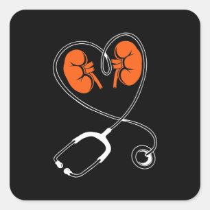 Dialysis Technician Heart Love Tech Dialysis Nurse Square Sticker