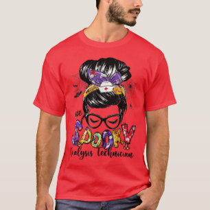 Dialysis Technician Messy Bun Happy Halloween Gift T-Shirt