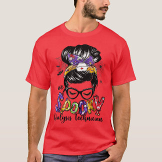 Dialysis Technician Messy Bun Happy Halloween Gift T-Shirt