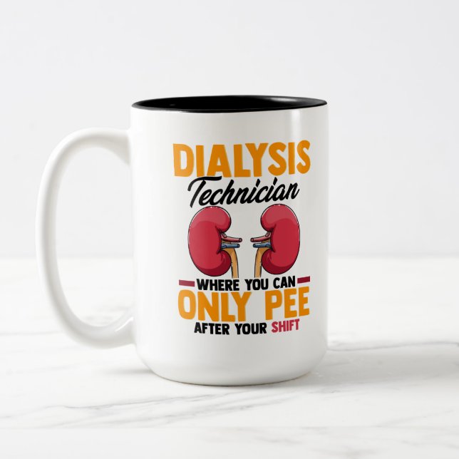 Dialysis Technician Nephrology Kidney  Two-Tone Coffee Mug (Left)