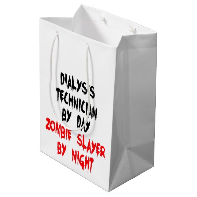 Dialysis Technician Zombie Slayer Joke Medium Gift Bag (Back Angled)