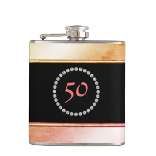 Diamante Monogrammed 50th Birthday Fifty 50 Party Hip Flask