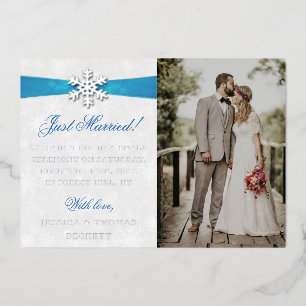 Diamante Snowflake & Blue Ribbon Winter Wedding