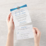 Diamante Snowflake & Blue Ribbon Winter Wedding All In One Invitation<br><div class="desc">Celebrate in style with these elegant and very trendy all in one wedding invitations with easy tear off RSVP. This design is easy to personalise with your special event wording and your guests will be thrilled when they receive these fabulous invites. Matching wedding items can be found in the collection....</div>