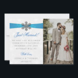 Diamante Snowflake & Blue Ribbon Winter Wedding Announcement<br><div class="desc">Let everyone know you did it,  you married in style with these elegant and very trendy wedding announcement cards. The design is easy to personalise with your special event wording and your family and friends will be thrilled when they receive these fabulous marriage announcement cards.</div>