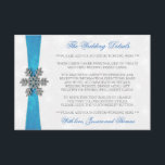 Diamante Snowflake & Blue Ribbon Winter Wedding Enclosure Card<br><div class="desc">The diamante snowflake & blue ribbon wedding collection is perfect for any couple planning a romantic winter wedding celebration. The design features a light silvery grey and white snowflake textured background with a diamante snowflake on top of a silky looking ribbon. The wording incorporates the same silvery grey and blue...</div>