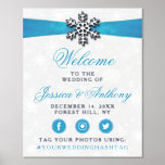 Diamante Snowflake & Blue Ribbon Winter Wedding Foil Prints<br><div class="desc">Celebrate in style with this elegant and very trendy real foil pressed wedding welcome sign. The design is easy to personalise with your own wording and your family and friends will be thrilled when they see this fabulous welcome sign. Matching wedding items can be found in the collection.</div>