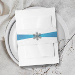 Diamante Snowflake & Blue Ribbon Winter Wedding Invitation Belly Band<br><div class="desc">Celebrate in style with these elegant wedding invitation belly bands. The matching wedding items can be found in the collection.</div>