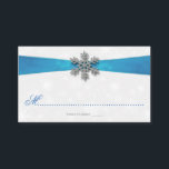 Diamante Snowflake & Blue Ribbon Winter Wedding Place Card<br><div class="desc">Celebrate in style with these elegant and very trendy wedding place cards. The design is easy to personalise with your special event wording and your guests will be thrilled when they see these fabulous place cards. Matching wedding items can be found in the collection.</div>