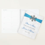 Diamante Snowflake & Blue Ribbon Winter Wedding Planner<br><div class="desc">Get ready for your big day in style with this elegant and very trendy wedding planner. The design is easy to personalise with your own names and wedding date and you can keep all your design ideas, important wedding information and much more safely together in this personalised planner. Matching wedding...</div>