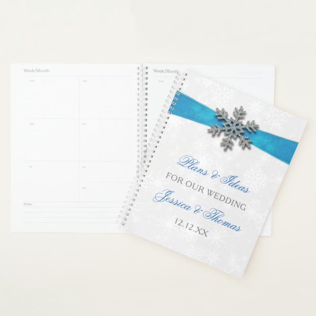 Diamante Snowflake & Blue Ribbon Winter Wedding Planner (Display)