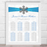 Diamante Snowflake & Blue Ribbon Winter Wedding Poster<br><div class="desc">The diamante snowflake & blue ribbon wedding collection is perfect for any couple planning a romantic winter wedding celebration. The design features a light silvery grey and white snowflake textured background with a diamante snowflake on top of a silky looking ribbon. The wording incorporates the same silvery grey and blue...</div>