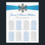 Diamante Snowflake & Blue Ribbon Winter Wedding Poster<br><div class="desc">The diamante snowflake & blue ribbon wedding collection is perfect for any couple planning a romantic winter wedding celebration. The design features a light silvery grey and white snowflake textured background with a diamante snowflake on top of a silky looking ribbon. The wording incorporates the same silvery grey and blue...</div>