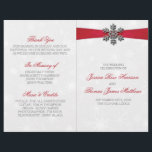 Diamante Snowflake & Red Ribbon Winter Wedding<br><div class="desc">The diamante snowflake & red ribbon wedding collection is perfect for any couple planning a romantic winter wedding celebration. The design features a light silvery grey and white snowflake textured background with a diamante snowflake on top of a silky looking ribbon. The wording incorporates the same silvery grey and red...</div>