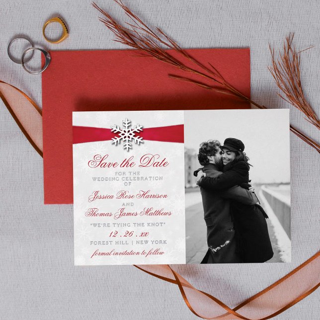 Diamante Snowflake & Red Ribbon Winter Wedding (Creator Uploaded)