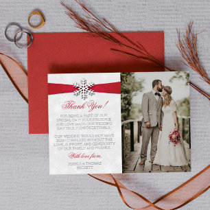 Diamante Snowflake & Red Ribbon Winter Wedding