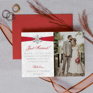 Diamante Snowflake & Red Ribbon Winter Wedding