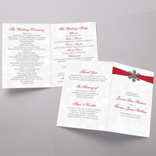 Diamante Snowflake & Red Ribbon Winter Wedding (Creator Uploaded)