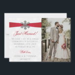 Diamante Snowflake & Red Ribbon Winter Wedding Announcement<br><div class="desc">Let everyone know you did it,  you married in style with these elegant and very trendy wedding announcement cards. The design is easy to personalise with your special event wording and your family and friends will be thrilled when they receive these fabulous marriage announcement cards.</div>