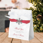 Diamante Snowflake & Red Ribbon Winter Wedding Favour Box<br><div class="desc">Celebrate in style with these elegant and very trendy wedding favour boxes. The design is easy to personalise with your own wording and your family and friends will be thrilled when they receive this fabulous favour boxes. Matching items can be found in the collection.</div>