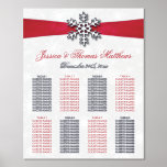 Diamante Snowflake & Red Ribbon Winter Wedding Foil Prints<br><div class="desc">Celebrate in style with this elegant and very trendy real foil pressed wedding seating chart. The design is easy to personalise with your own wording and your family and friends will be thrilled when they see this fabulous table plan. Matching wedding items can be found in the collection.</div>
