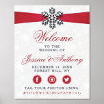 Diamante Snowflake & Red Ribbon Winter Wedding Foil Prints<br><div class="desc">Celebrate in style with this elegant and very trendy real foil pressed wedding welcome sign. The design is easy to personalise with your own wording and your family and friends will be thrilled when they see this fabulous welcome sign. Matching wedding items can be found in the collection.</div>