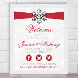 Diamante Snowflake & Red Ribbon Winter Wedding Foil Prints<br><div class="desc">Celebrate in style with this elegant and very trendy real foil pressed wedding welcome sign. The design is easy to personalise with your own wording and your family and friends will be thrilled when they see this fabulous welcome sign. Matching wedding items can be found in the collection.</div>