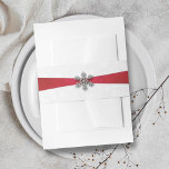 Diamante Snowflake & Red Ribbon Winter Wedding Invitation Belly Band<br><div class="desc">Celebrate in style with these elegant wedding invitation belly bands. The matching wedding items can be found in the collection.</div>