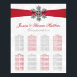 Diamante Snowflake & Red Ribbon Winter Wedding Poster<br><div class="desc">The diamante snowflake & red ribbon wedding collection is perfect for any couple planning a romantic winter wedding celebration. The design features a light silvery grey and white snowflake textured background with a diamante snowflake on top of a silky looking ribbon. The wording incorporates the same silvery grey and red...</div>