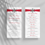 Diamante Snowflake & Red Ribbon Winter Wedding Programme<br><div class="desc">The diamante snowflake & red ribbon wedding collection is perfect for any couple planning a romantic winter wedding celebration. The design features a light silvery grey and white snowflake textured background with a diamante snowflake on top of a silky looking ribbon. The wording incorporates the same silvery grey and red...</div>