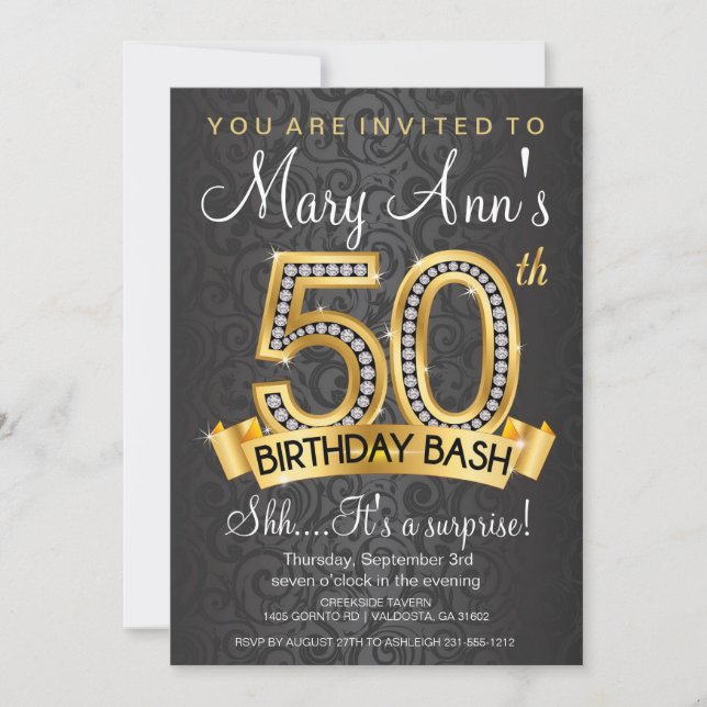 Diamond 50th Birthday Invitation (Front)